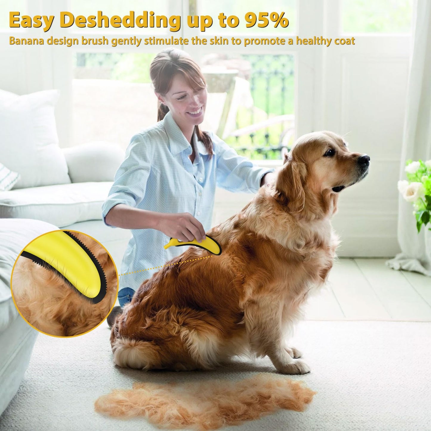 Nrefpun 2-Pack Pet Hair Remover - Banana Cat Dog Hair Remover with Efficient Pet Grooming Gloves|Gentle Bathing Shedding Brush Dog Glove|Reusable Pet Hair Removal Tool for Carpet Couch Cat Fur & Lint
